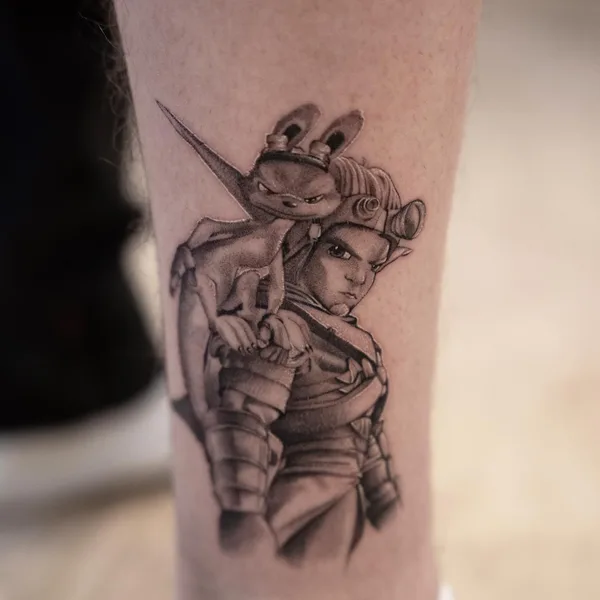 Graphic tattoo by Oliver Thor in Reykjavík