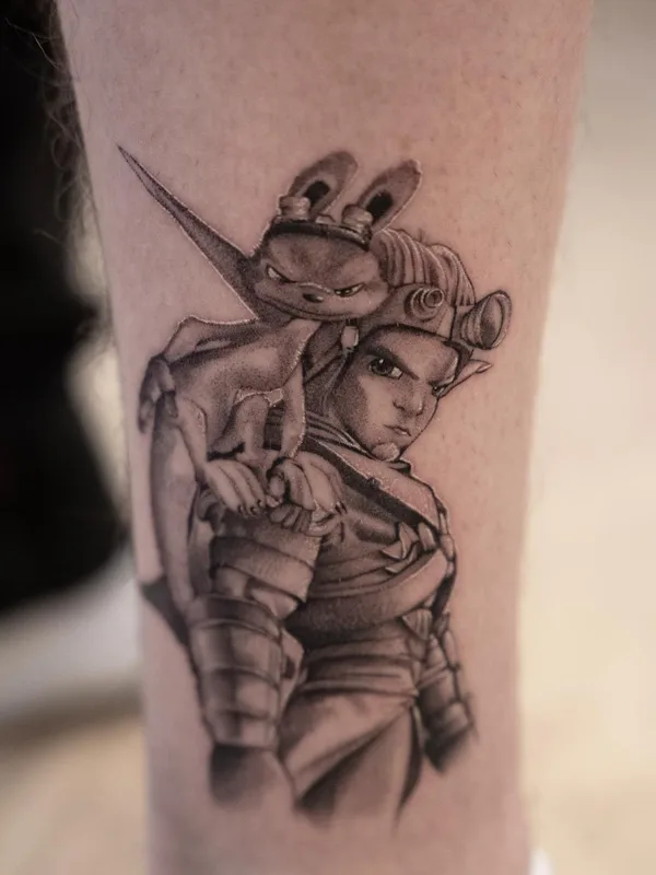 black and grey realism татуировка на calf #67508 | Тату мастер Oliver Thor