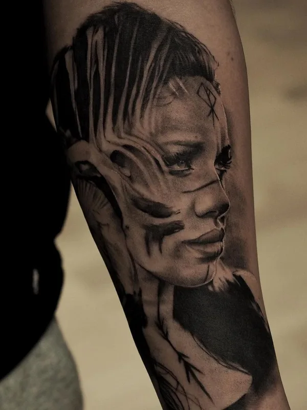 female black and grey realism татуировка на forearm #67506 | Тату мастер Oliver Thor