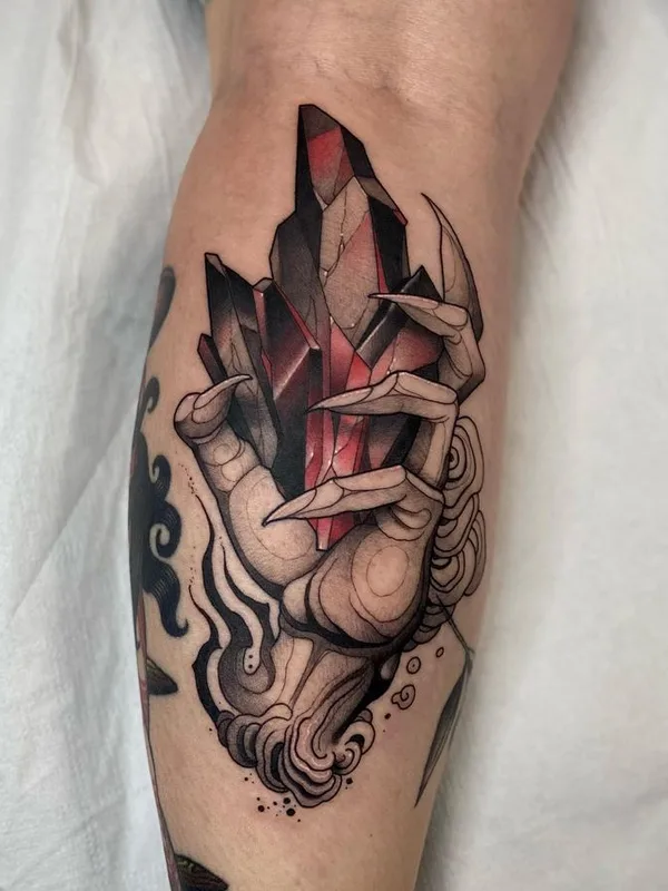 color neo traditional tattoo auf calf #67518 | Tätowierer Sławek Pawlik