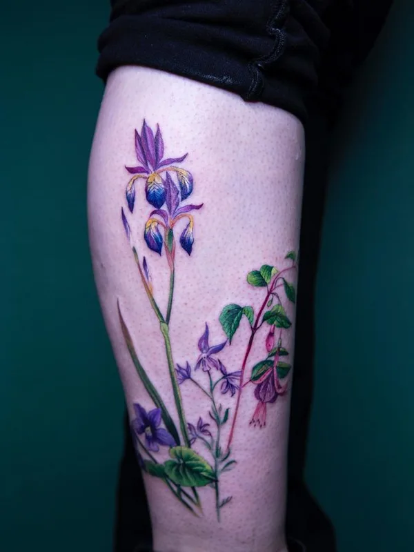 color botanic tatuaje en calf #67543 | Tatuador Magdalena Bujak