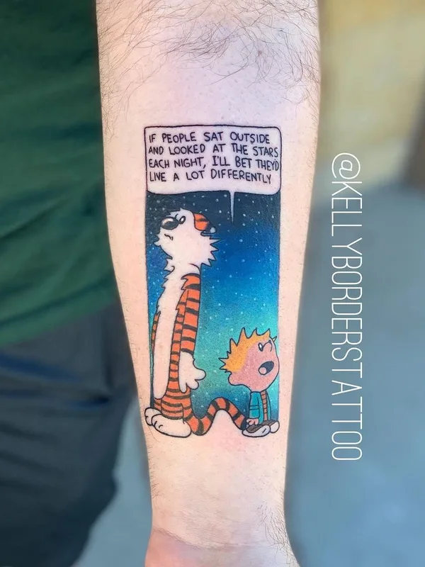 color cartoon tatuaje en forearm #40453 | Tatuador Kelly Borders