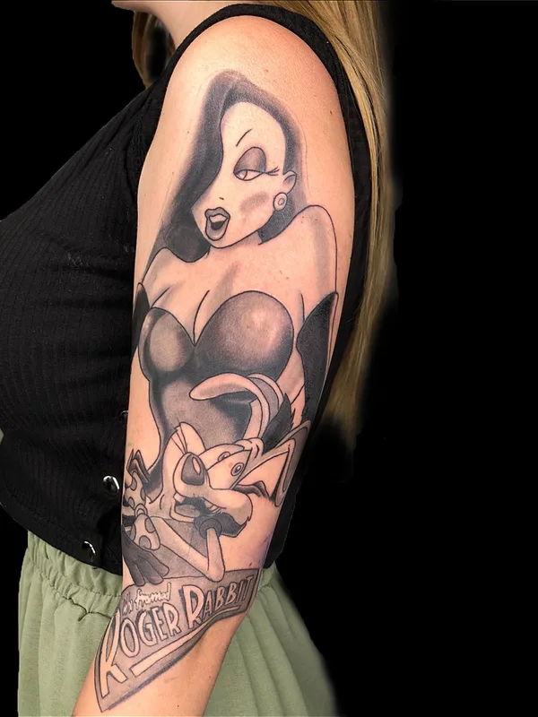 female black and grey cartoon 타투 부위 full sleeve #36887 | 타투이스트 Анатолий Громов