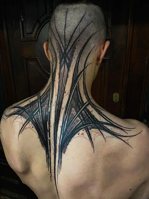 black blackwork tattoo on back of neck #40886 | Tattoo Artist Егор Немшевич