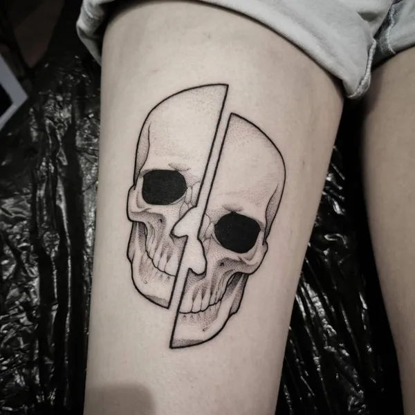 Graphic tattoo by Matt Pettis in London