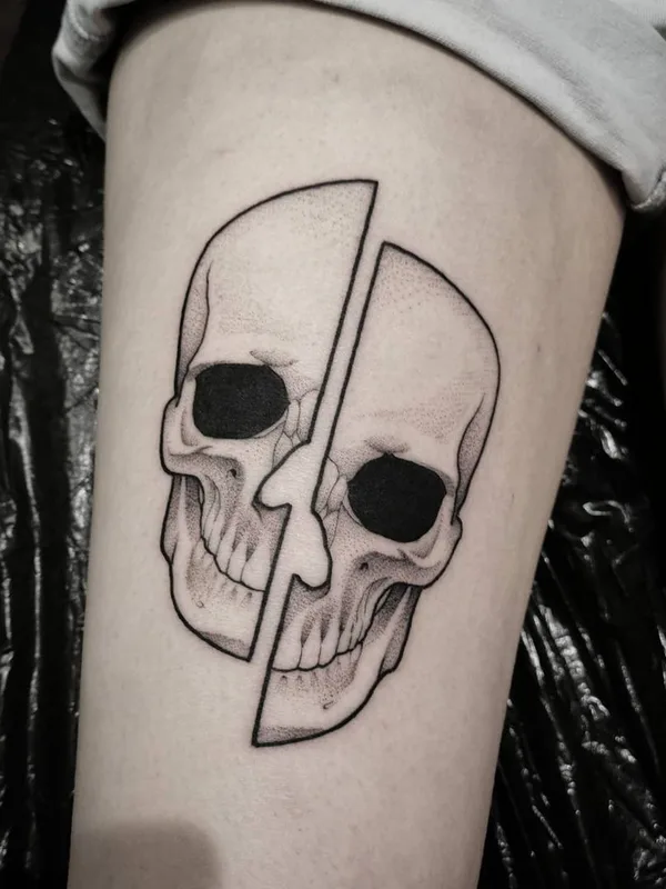 Graphic tattoo by Matt Pettis in London