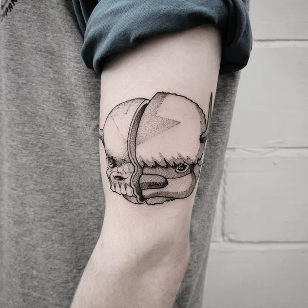 Graphic tattoo by Matt Pettis in London