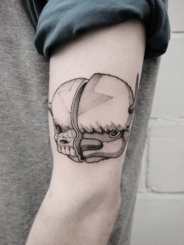Graphic tattoo by Matt Pettis in London