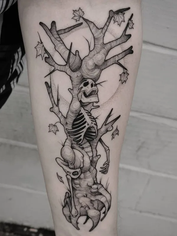Graphic tattoo by Matt Pettis in London