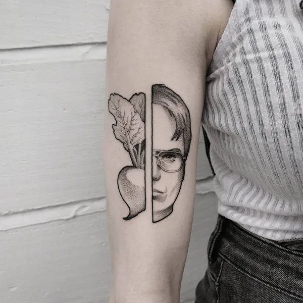 Graphic tattoo by Matt Pettis in London
