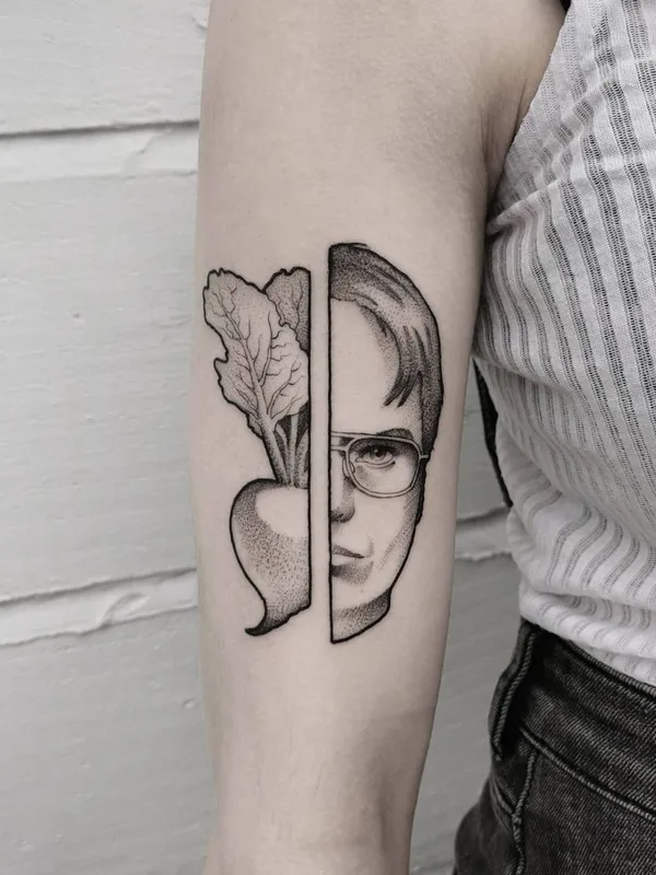 Graphic tattoo by Matt Pettis in London