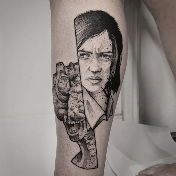 Graphic tattoo by Matt Pettis in London