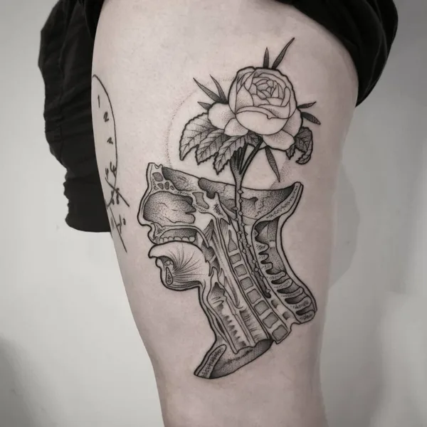 Graphic tattoo by Matt Pettis in London