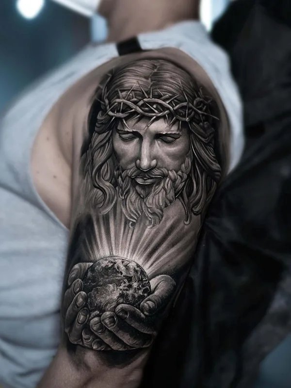 black and grey realism татуировка на upper arm #40939 | Тату мастер Zhimpa Moreno