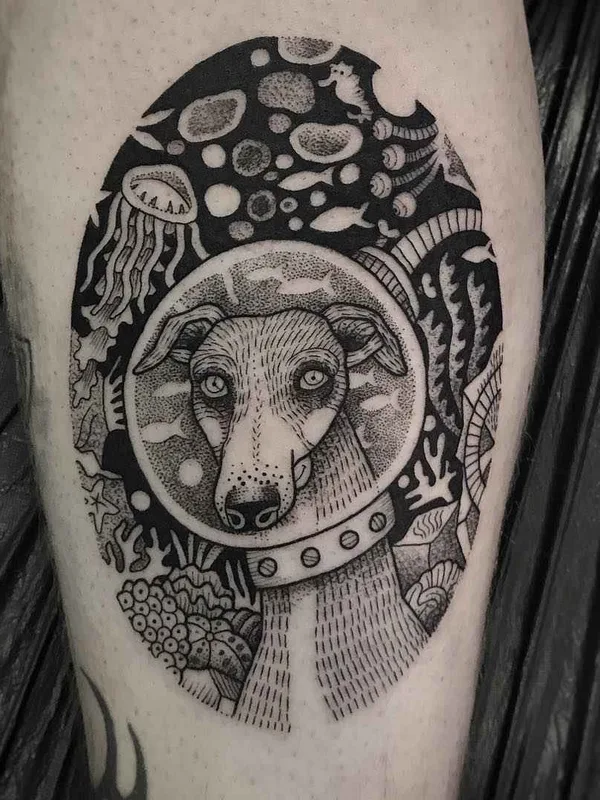 black blackwork татуировка на calf #19541 | Тату мастер Susanne Suflanda Konig