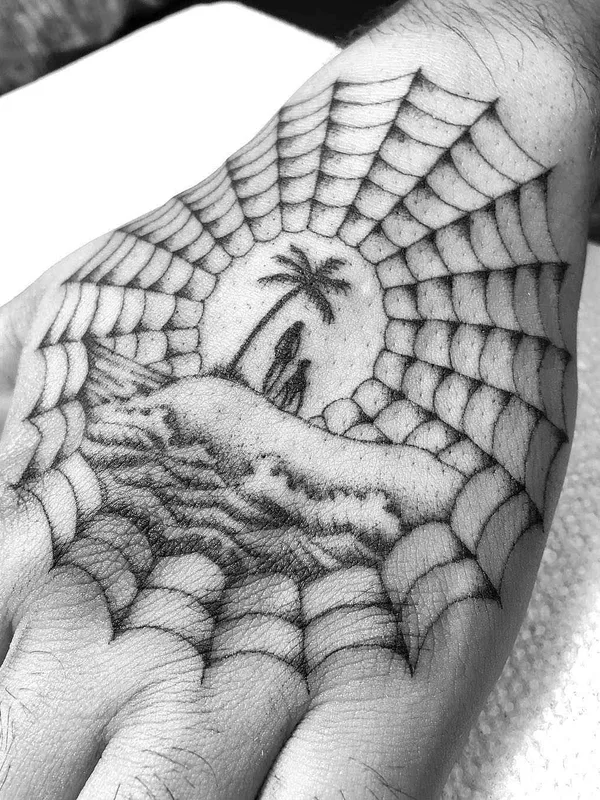 black and grey blackwork tattoo auf back of hand #20089 | Tätowierer Stefan Spider Sinclair