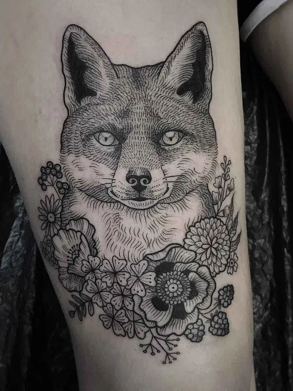 black blackwork татуировка на thigh #19545 | Тату мастер Susanne Suflanda Konig