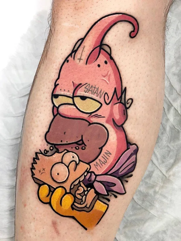 color cartoon Tatuaggio su calf #33616 | Tatuatore Josep Canti