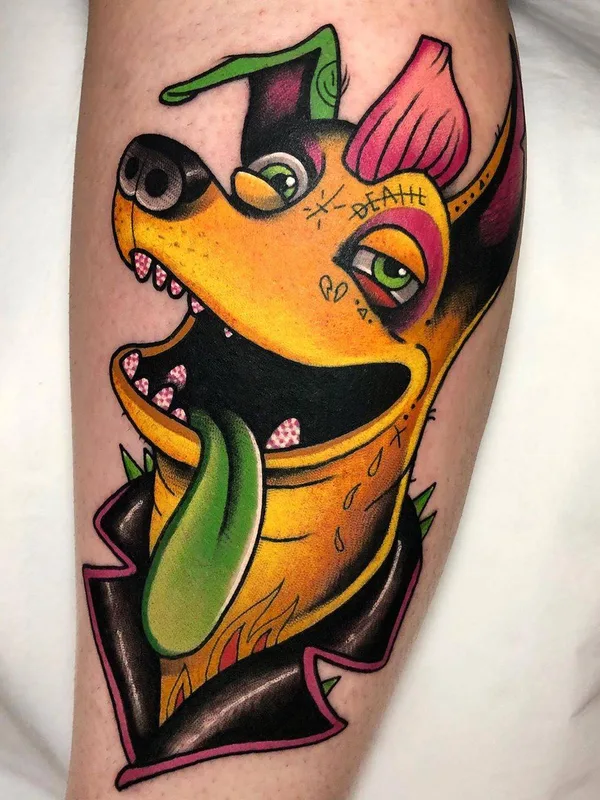 color new school Tatuaggio su calf #33610 | Tatuatore Josep Canti