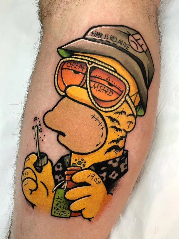color cartoon Tatuaggio su calf #33620 | Tatuatore Josep Canti