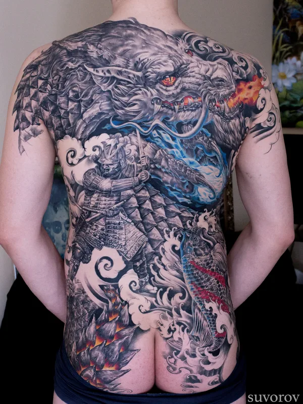 color japanese tatouage sur full back #38370 | Artiste tatoueur Alexander Suvorov