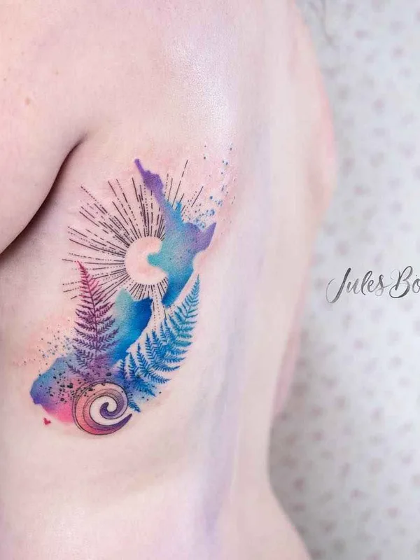 female color watercolor татуировка на side #19183 | Тату мастер Jules Boho
