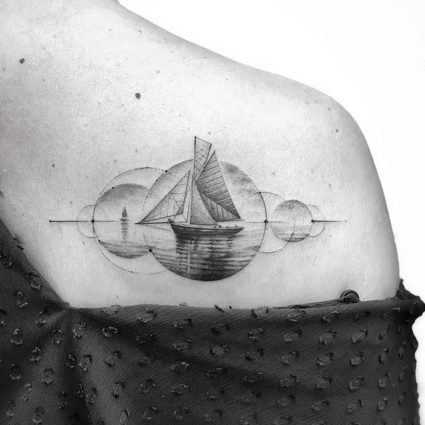 Geometric tattoo by John Monteiro in João Pessoa