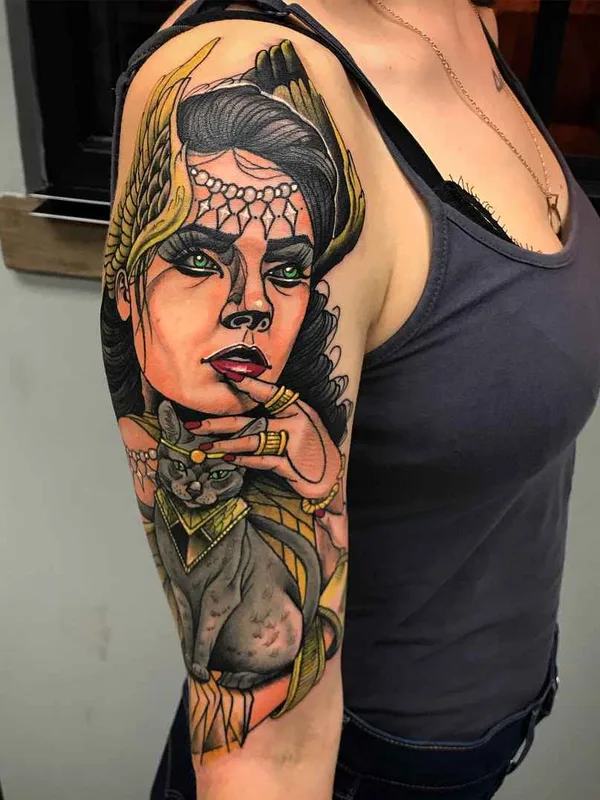 female color neo traditional татуировка на full sleeve #19079 | Тату мастер Bartosz Panas