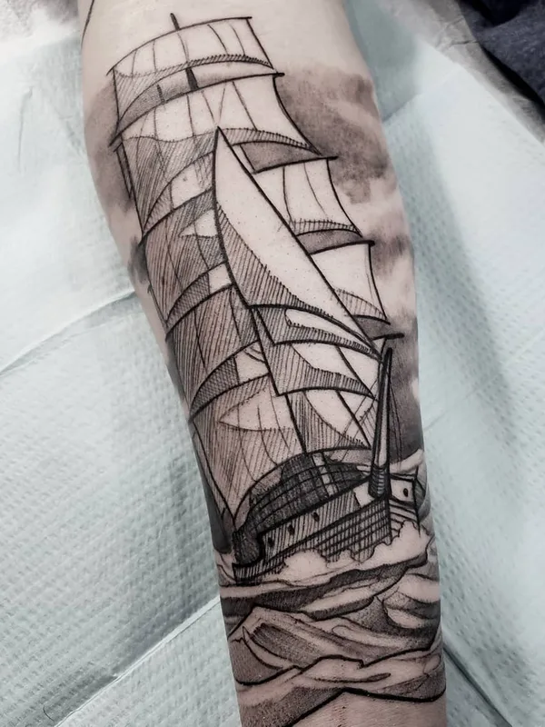 black and grey sketch татуировка на forearm #27744 | Тату мастер Mike Riina