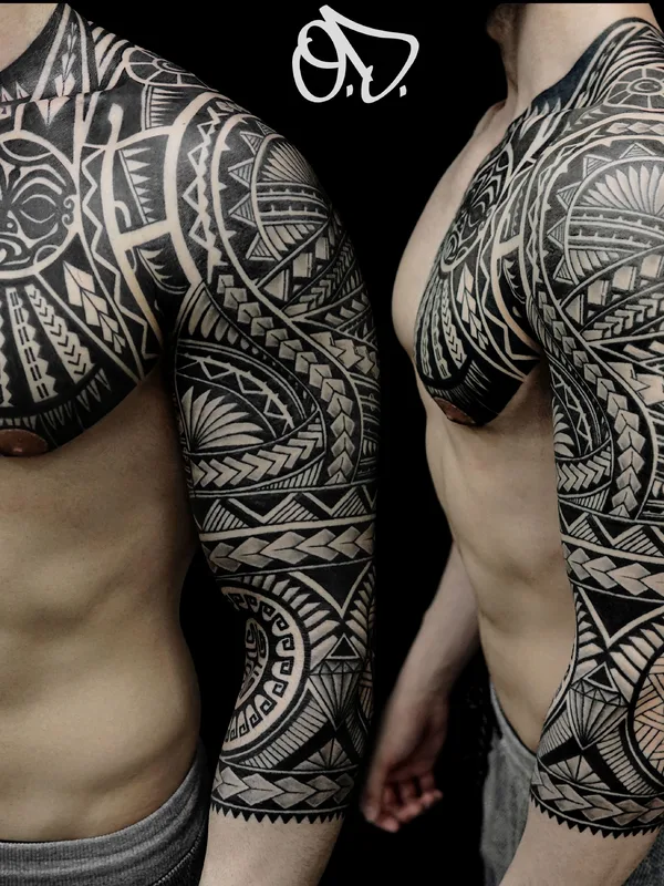 male black tribal татуировка на full sleeve #38522 | Тату мастер OĞUZ DOĞANAY