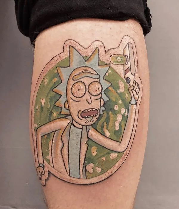 color cartoon tatouage sur calf #49397 | Artiste tatoueur Никита Сушков