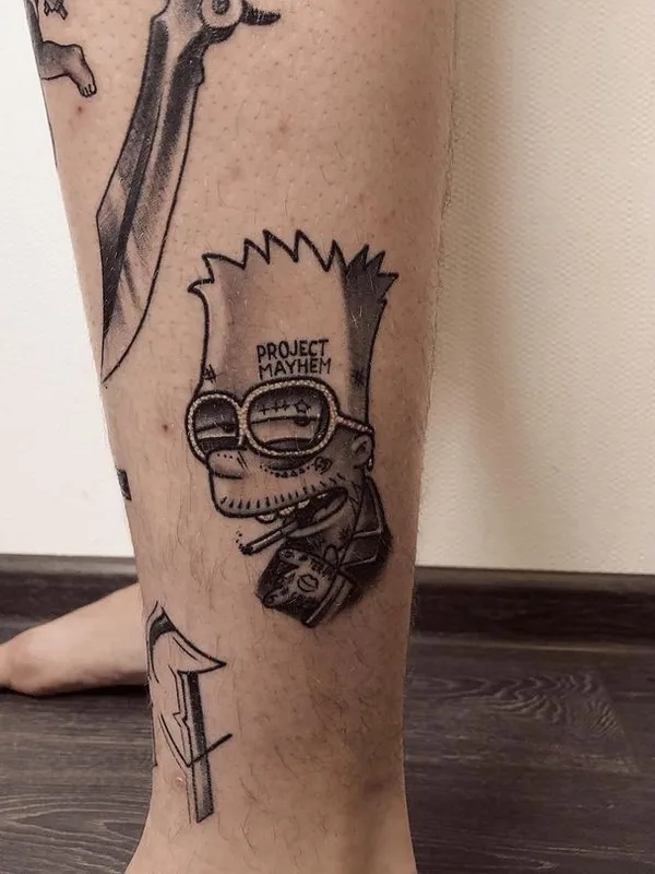 black and grey blackwork tatouage sur calf #49410 | Artiste tatoueur Никита Сушков