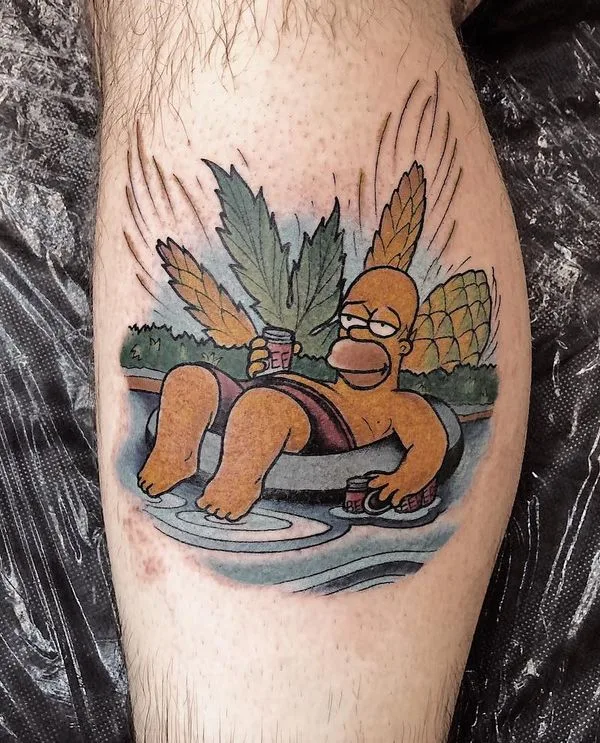 color cartoon tatouage sur calf #49412 | Artiste tatoueur Никита Сушков