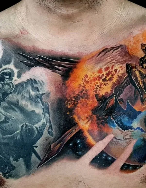 male color realism Tatuaggio su chest #49456 | Tatuatore Олег Рублёв