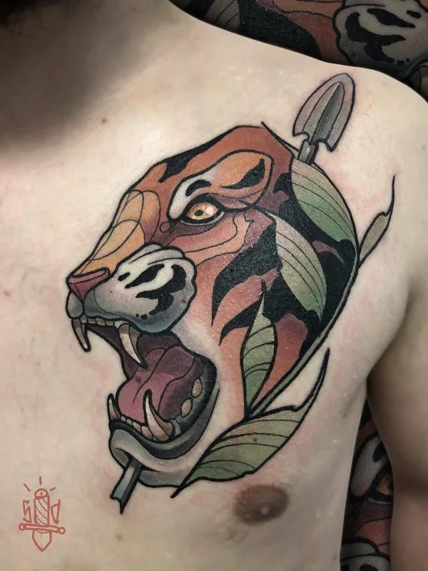color neo traditional Tatuaggio su chest #49484 | Tatuatore Сергей Донской