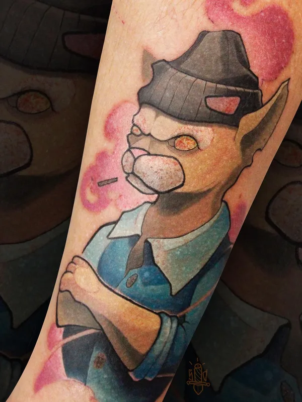 color cartoon Tatuaggio su forearm #49488 | Tatuatore Сергей Донской