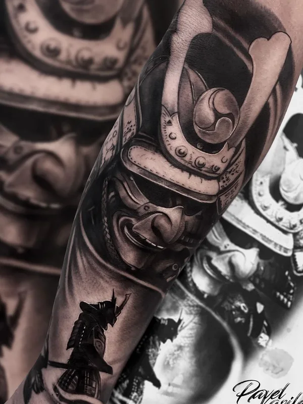 black and grey black and grey 纹身 在 full sleeve #49503 | 纹身师 Павел Васильев