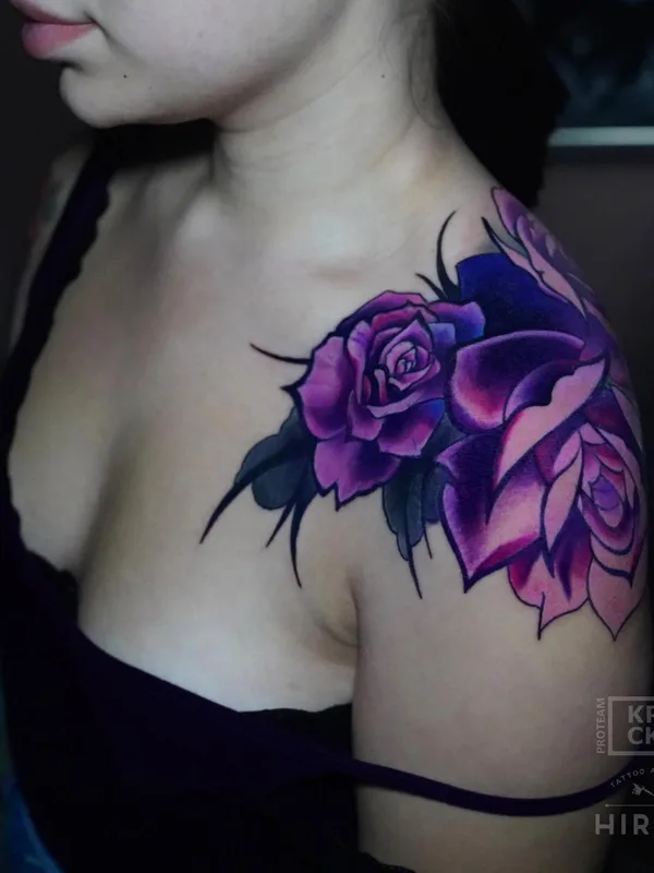 female color realism Tatuaggio su shoulder #49517 | Tatuatore Дмитрий Хирург