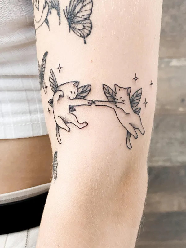 black and grey linework tattoo on forearm #49534 | Tattoo Artist Алёна Грицаенко