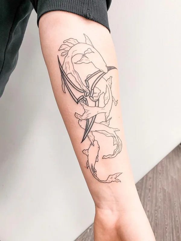 black linework tattoo on forearm #49541 | Tattoo Artist Алёна Грицаенко