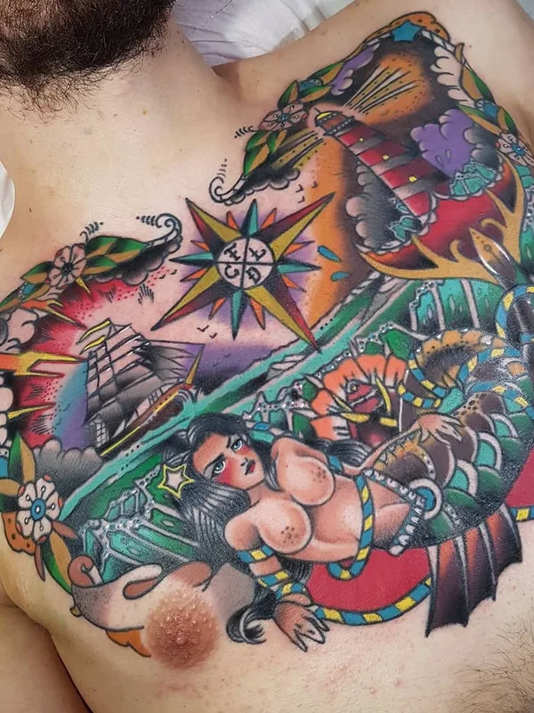 Old School tattoo by Eddie Czaicki in Paris