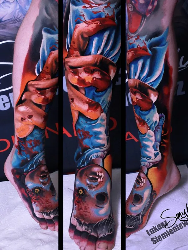 color realism tattoo on calf #29373 | Tattoo Artist Lukasz Smyku