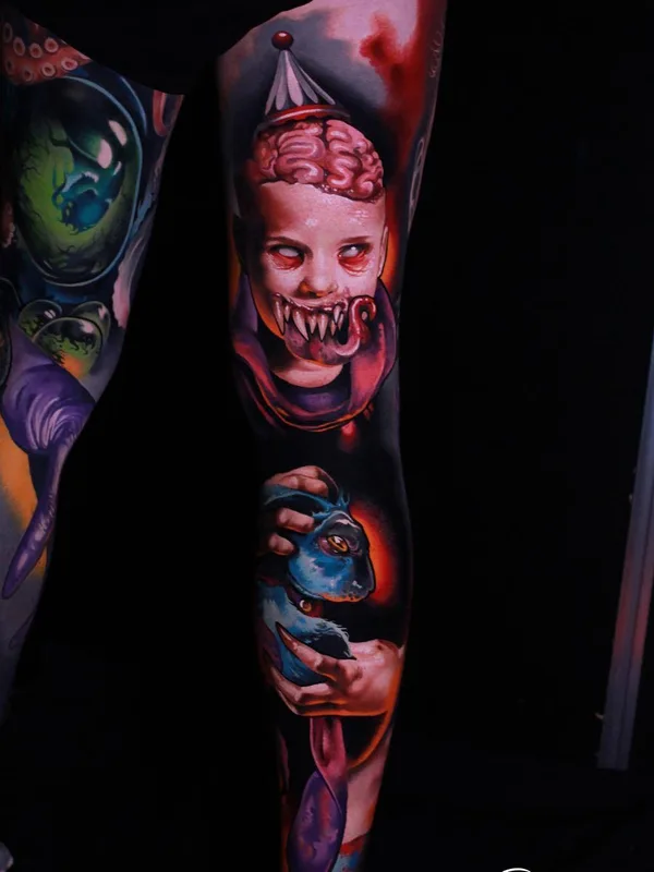 color realism tattoo on full leg #29375 | Tattoo Artist Lukasz Smyku