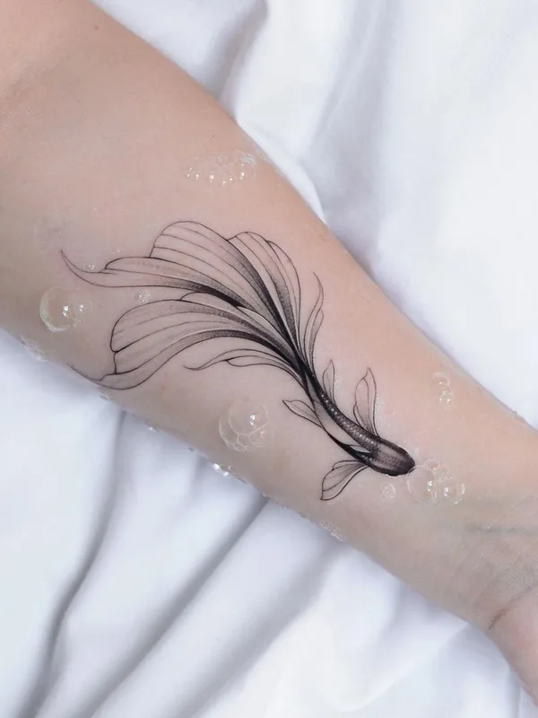 black and grey fineline Tatuaggio su forearm #41008 | Tatuatore Анастасия Слуцкая