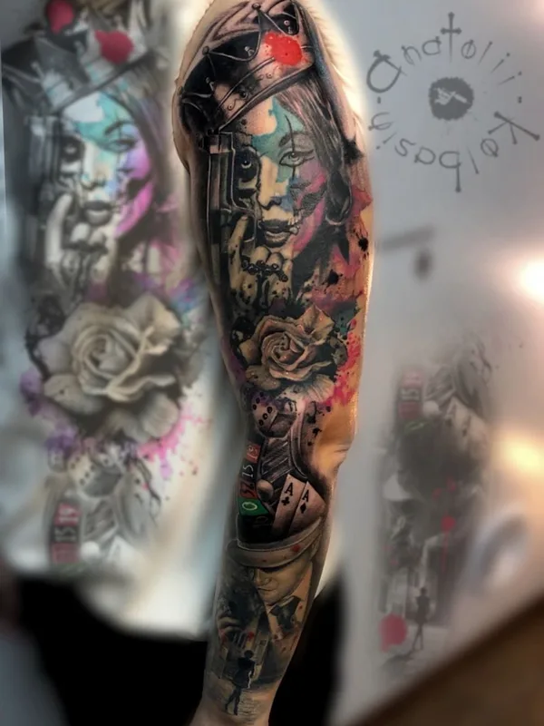 color realism татуировка на full sleeve #41729 | Тату мастер Анатолий Колбасин