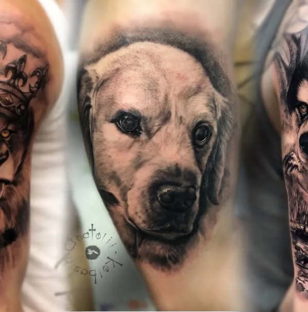 black and grey realism татуировка на full sleeve #41734 | Тату мастер Анатолий Колбасин