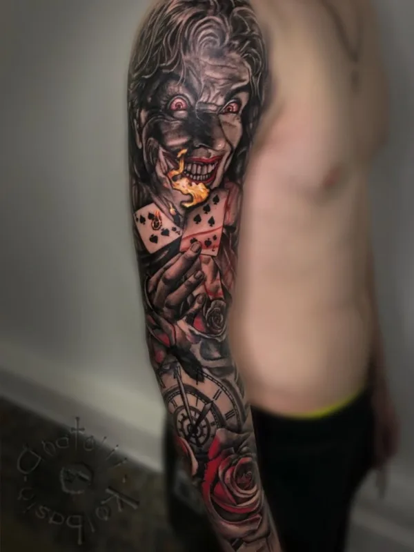 male color realism татуировка на full sleeve #41736 | Тату мастер Анатолий Колбасин