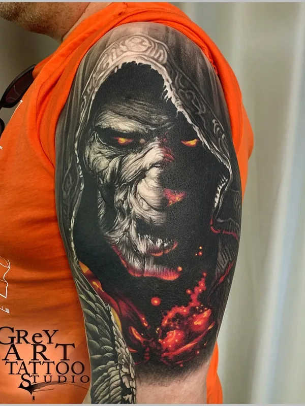 male color realism tattoo auf full sleeve #58045 | Tätowierer Aleksandr Khartsyz