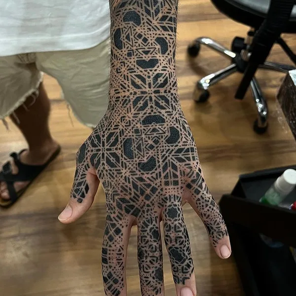 Ornamental tattoo by Eric Stricker in Barcelona
