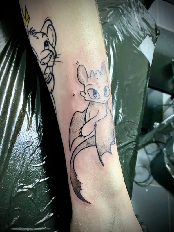 black and grey cartoon татуировка на forearm #59404 | Тату мастер Юлия Купырева
